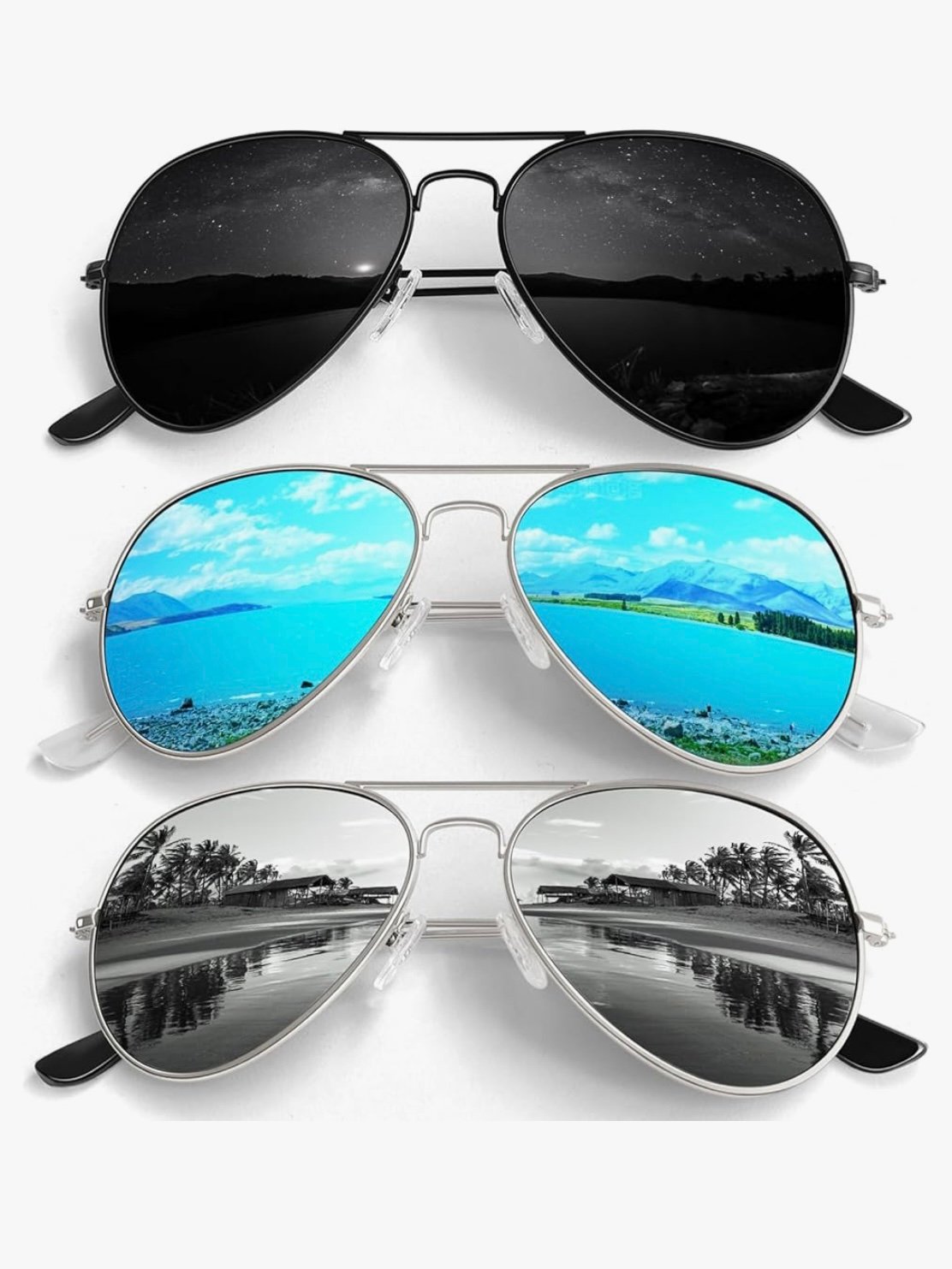 Women's Or Men's 3 Pair Aviator Sunglasses UV400 Protection (4.40)