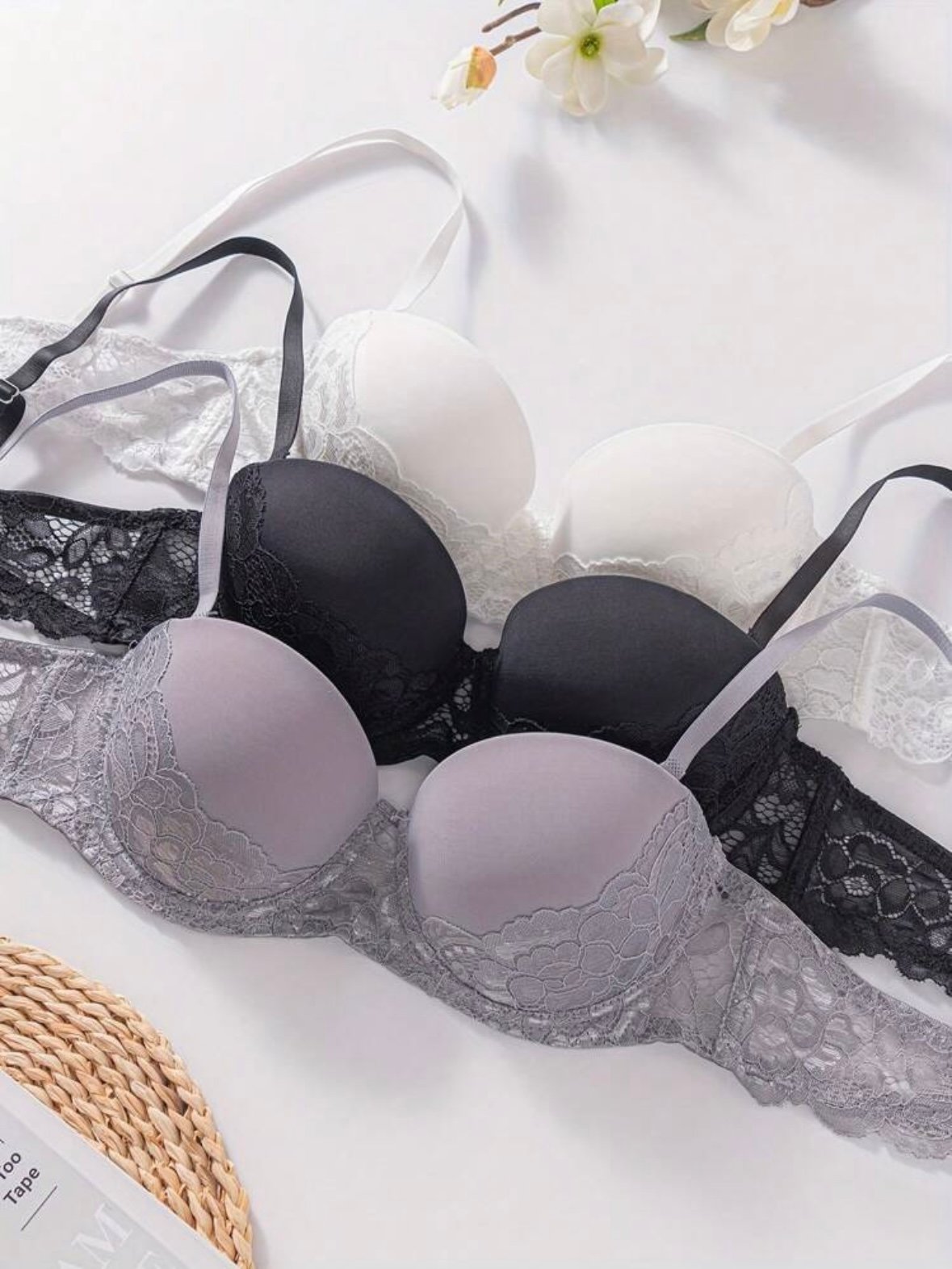 Women's Sexy Solid Color Lace Bra's (5.0) - Image 3