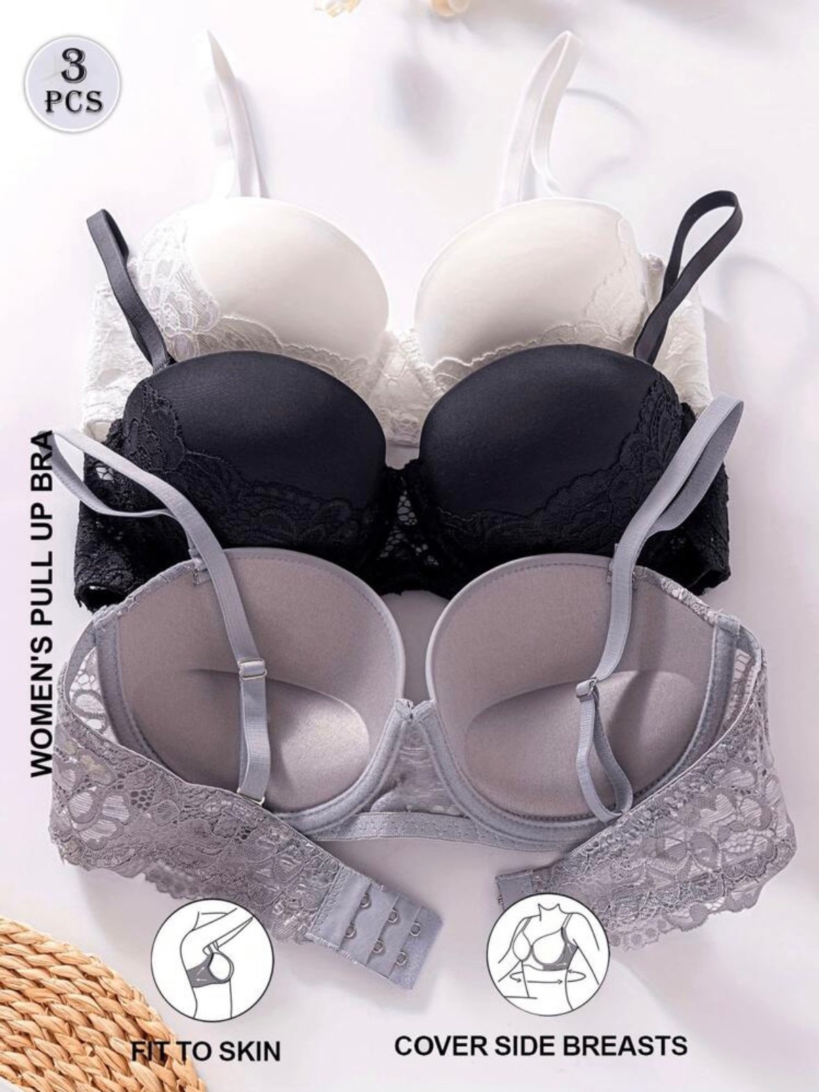 Women's Sexy Solid Color Lace Bra's (5.0) - Image 4