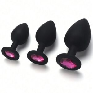 Silicone Butt Plug Anal Toy With Stopper & Gem (4.89)