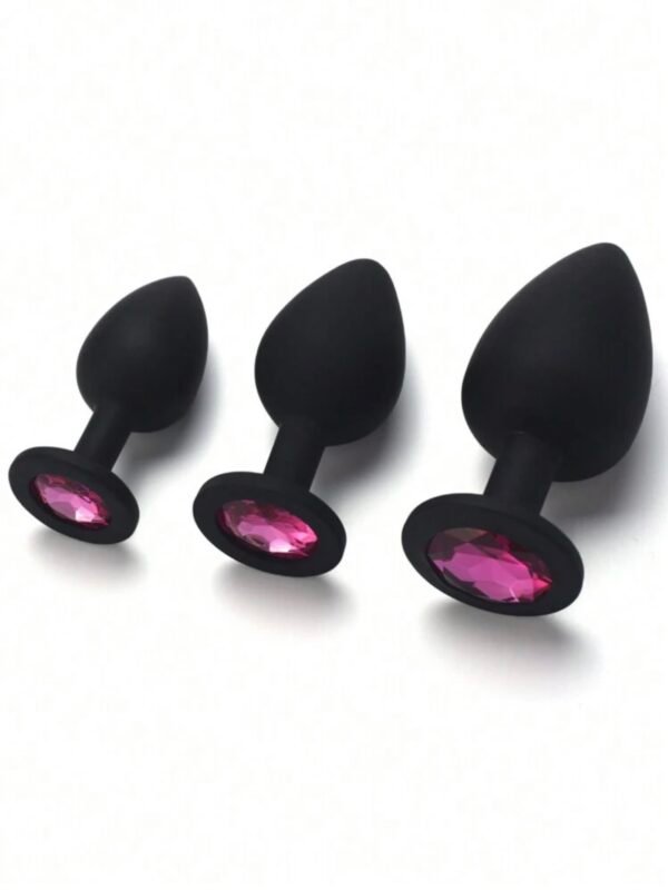 Silicone Butt Plug Anal Toy With Stopper & Gem (4.89)