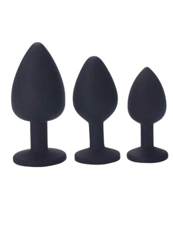 Silicone Butt Plug Anal Toy With Stopper & Gem (4.89) - Image 3