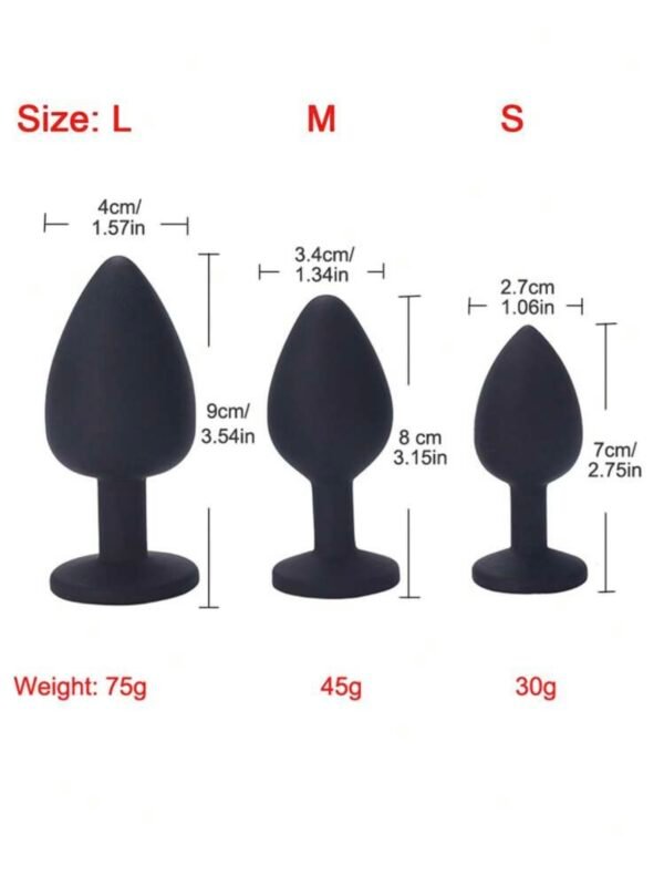 Silicone Butt Plug Anal Toy With Stopper & Gem (4.89) - Image 5