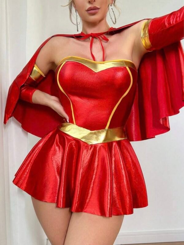 3pcs Superhero Cape Bustier PU leather Costume (5.0) - Image 4