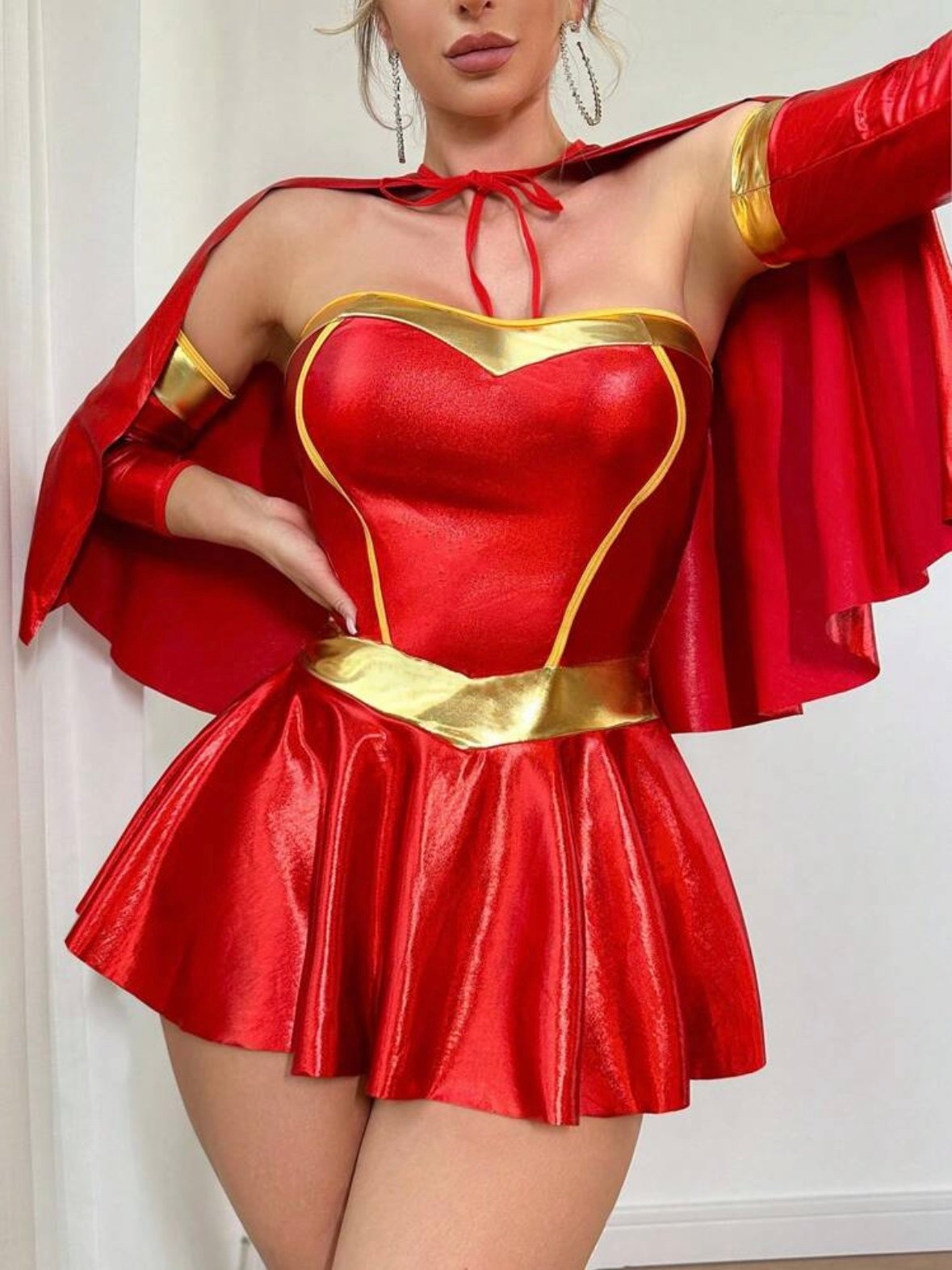 3pcs Superhero Cape Bustier PU leather Costume (5.0) - Image 4