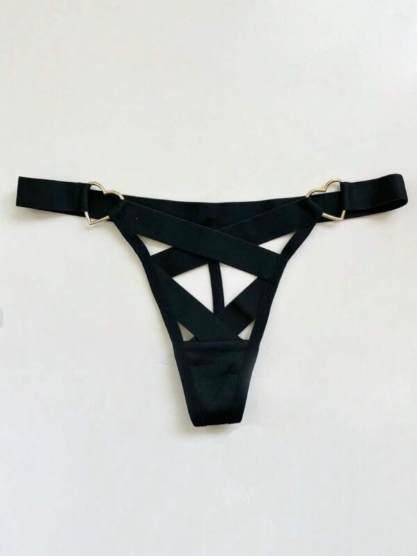 Cut Out Heart Accessory Black Thong (4.95) - Image 5