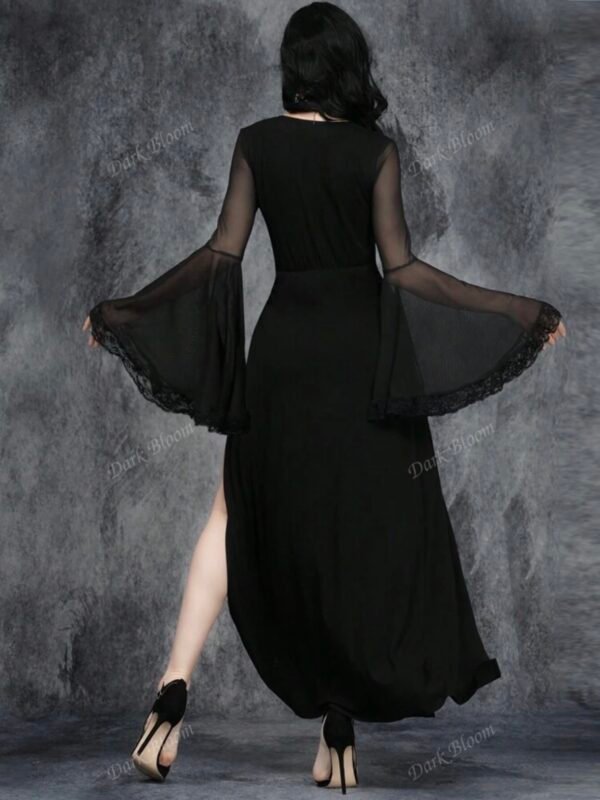 Gothic Sexy Deep V Neck High Slit Dress (4.91) - Image 5