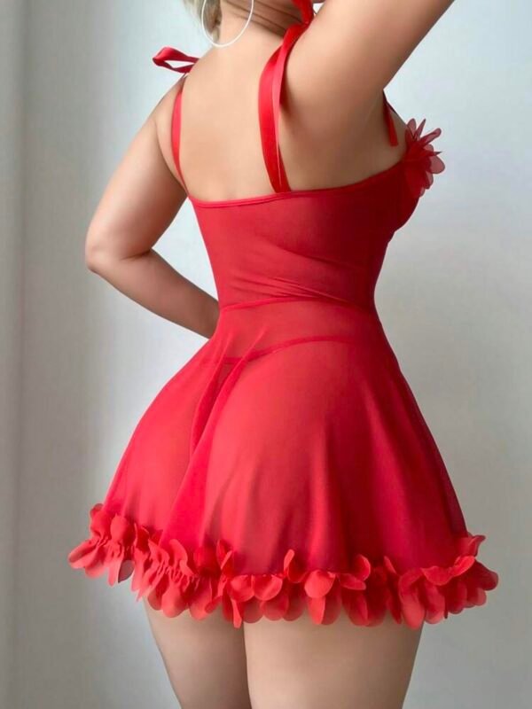Sheer Mesh Floral Underwire Lingerie Dress (5.0) - Image 7