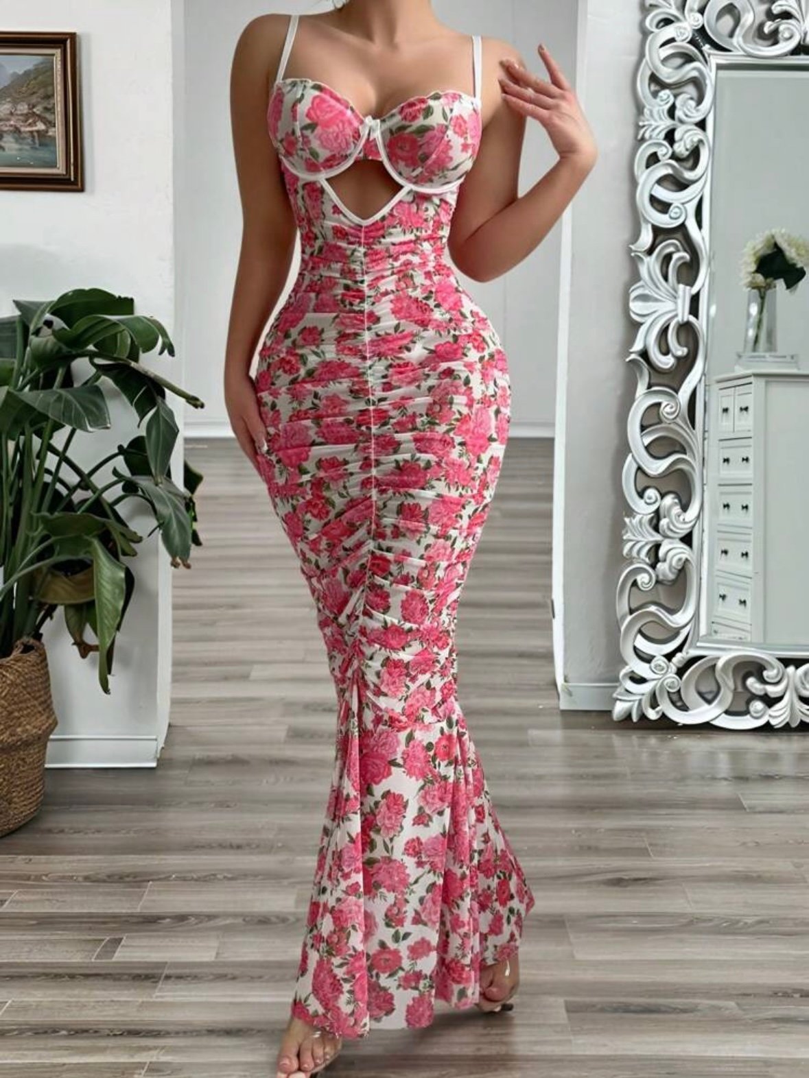 Sexy Romantic Cut Out Floral Long Dress (4.84) - Image 3