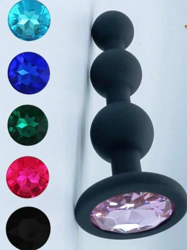 3 Ball Anal Beads Silicone Sex Plug With Crystal Base (4.89)