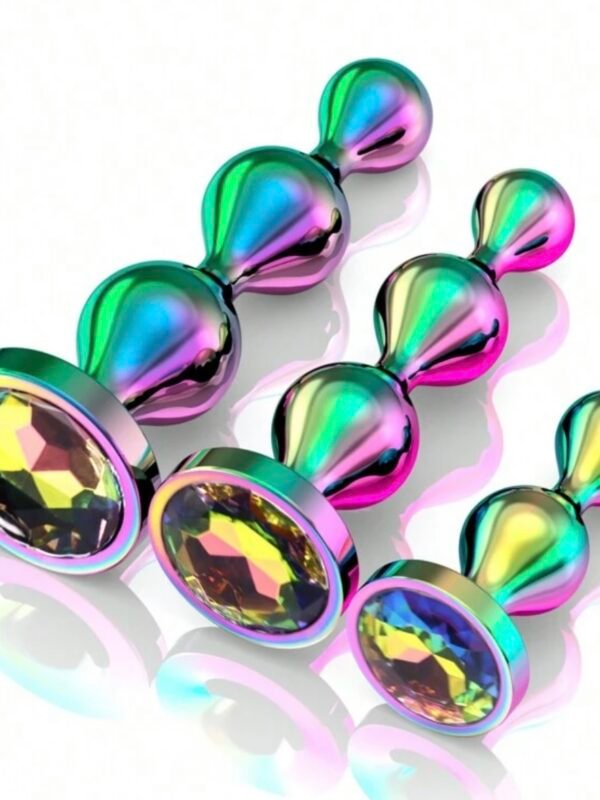 3pcs Metal Anal Beads Butt Plug Sex Toy Luxury Training Set (5.0)