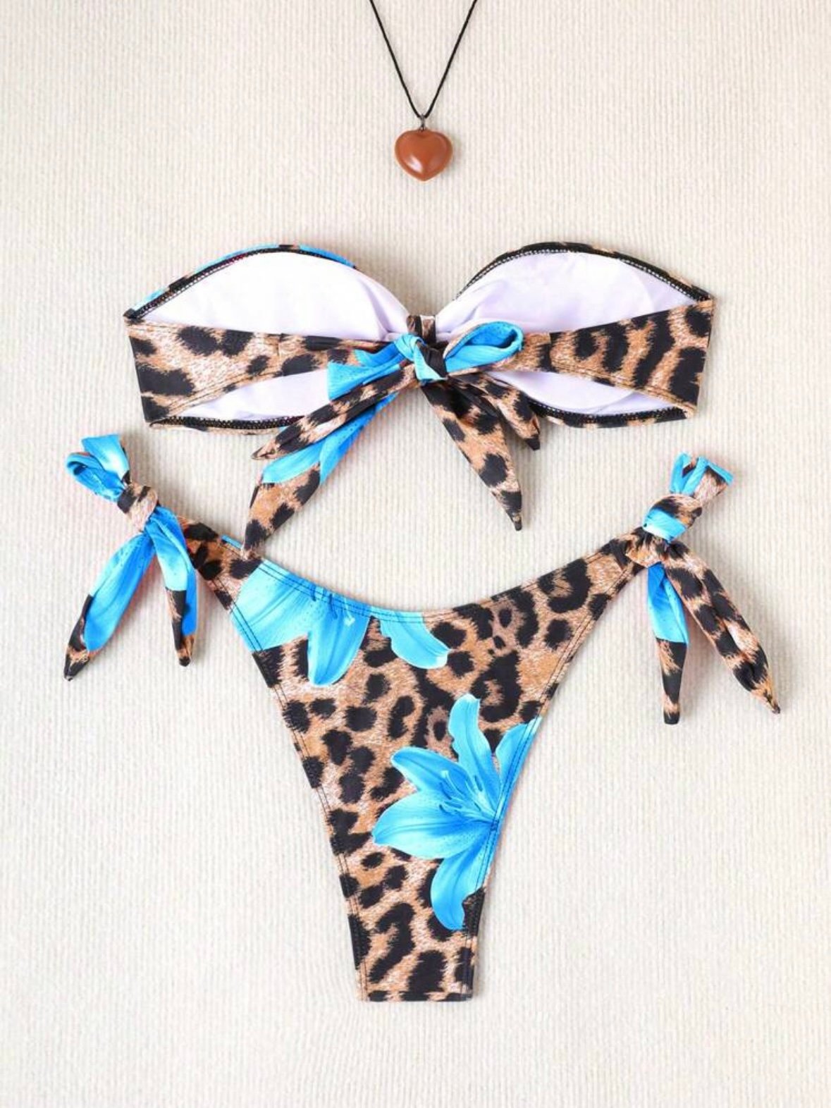 Floral Leopard Strapless Bikini Set For Women Swimsuit (4.94) - Image 4