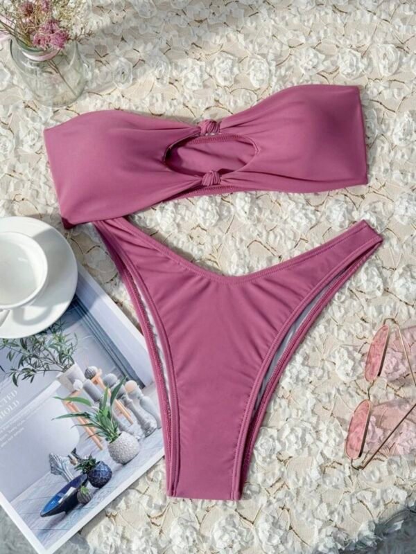 Bikini Set Strapless Top & High Cut Bottom 2 Piece Bathing Suit (4.94) - Image 11
