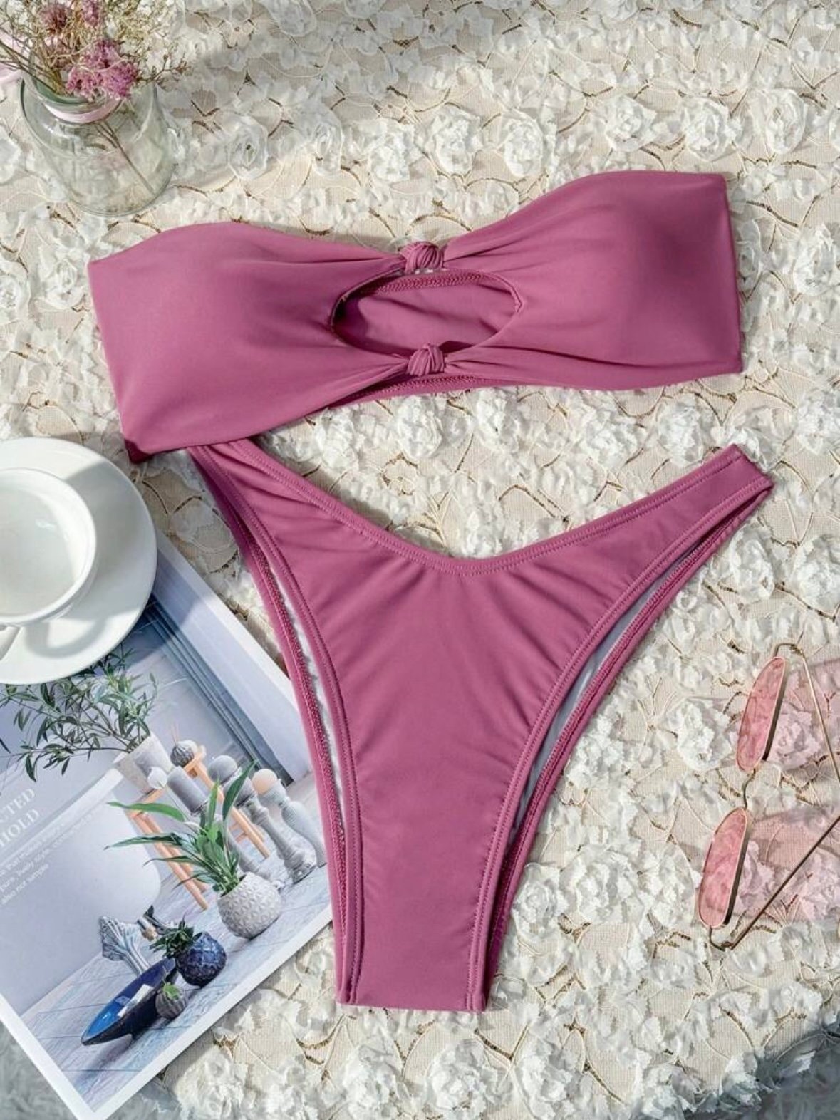 Bikini Set Strapless Top & High Cut Bottom 2 Piece Bathing Suit (4.94) - Image 11
