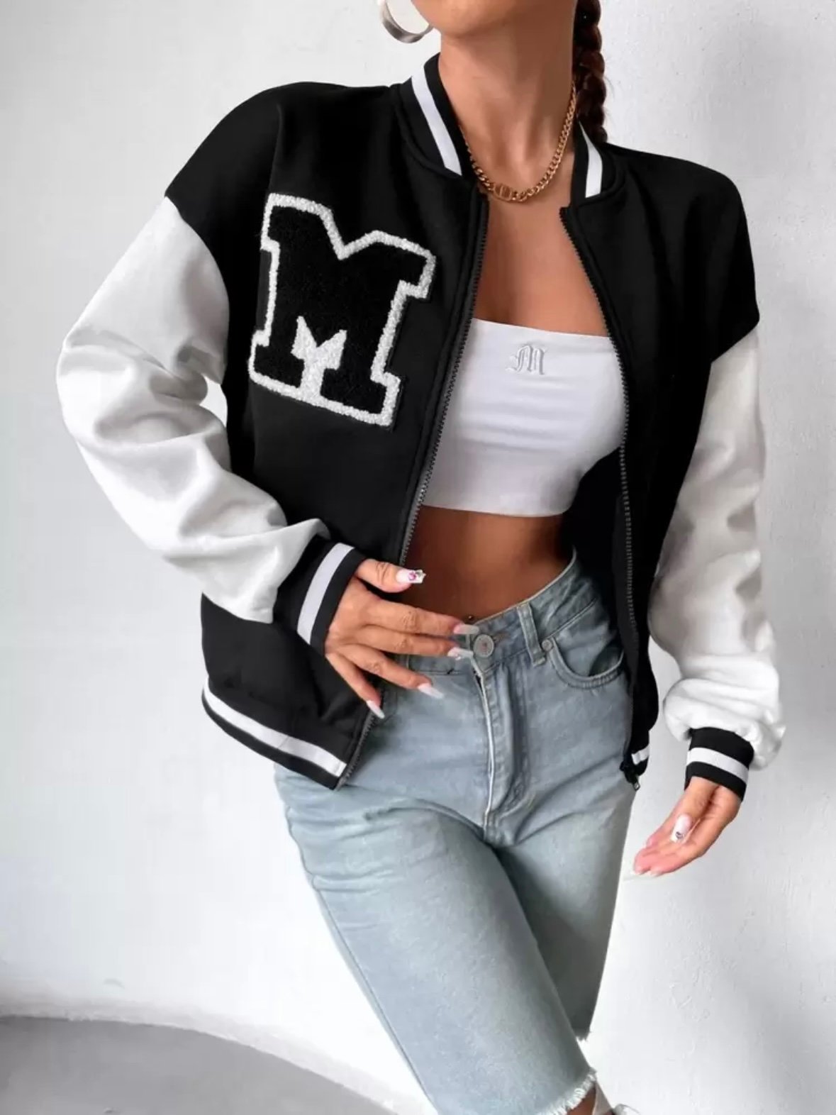 Varsity Embroidery Baseball Jock Jacket For Women (4.94) - Image 3