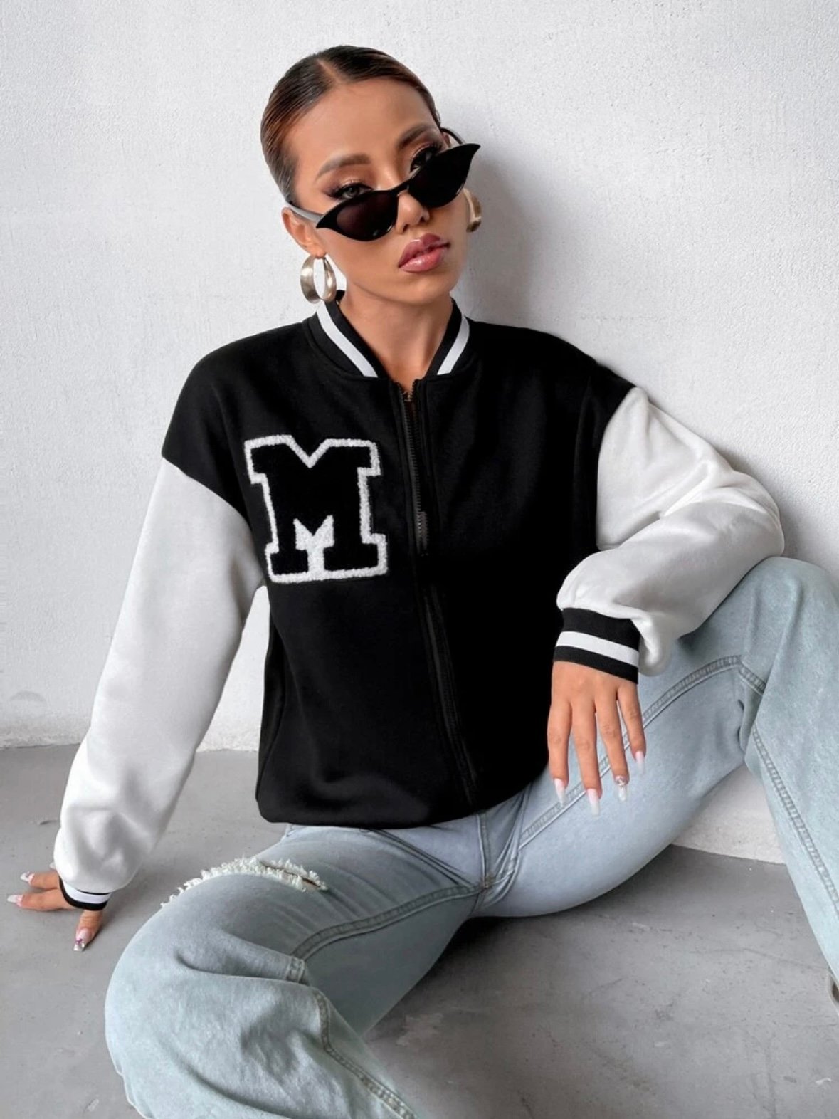 Varsity Embroidery Baseball Jock Jacket For Women (4.94) - Image 4