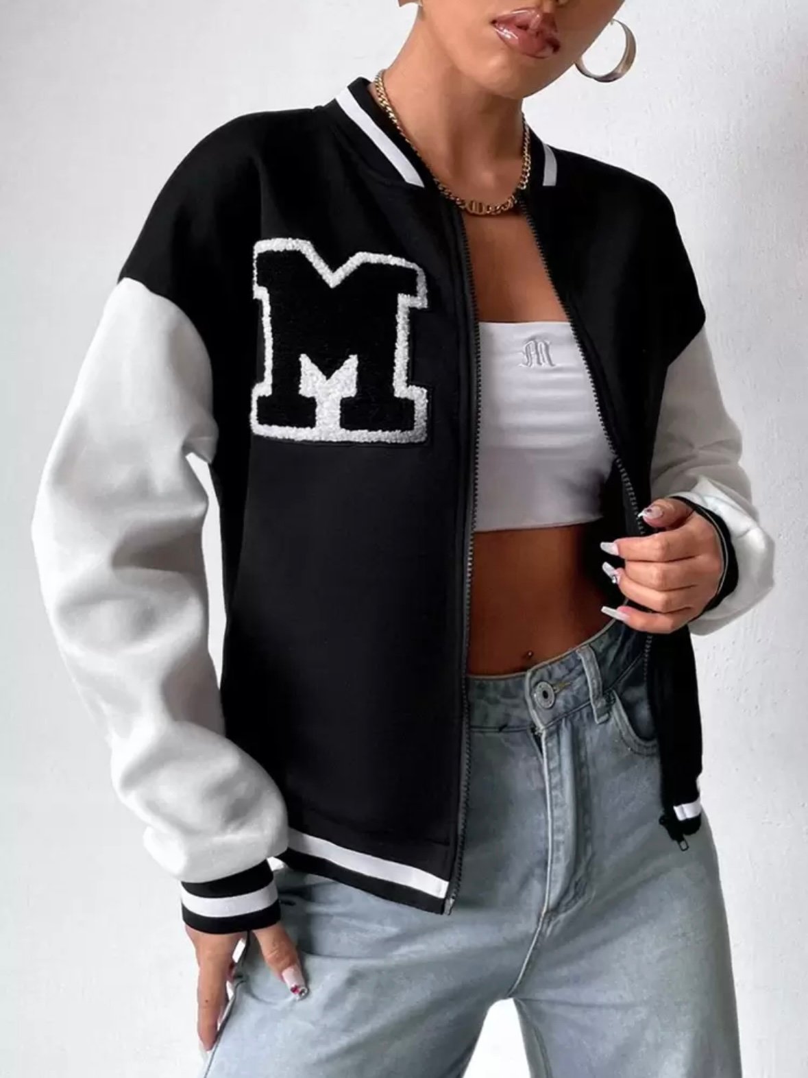 Varsity Embroidery Baseball Jock Jacket For Women (4.94) - Image 2