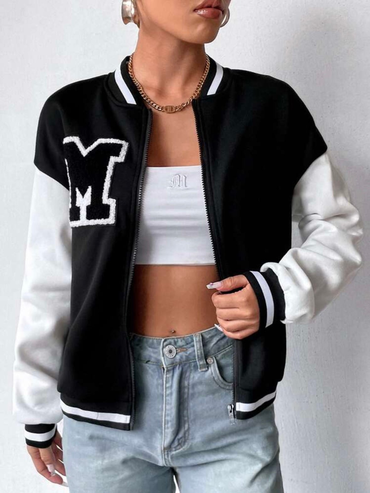 Varsity Embroidery Baseball Jock Jacket For Women (4.94) - Image 5