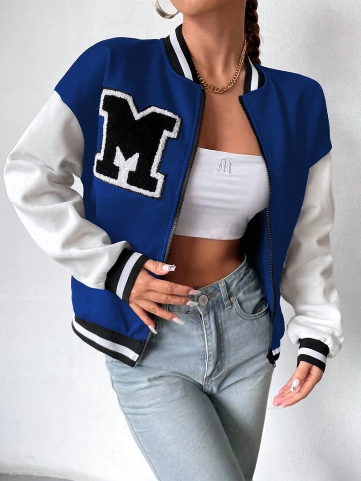 Varsity Embroidery Baseball Jock Jacket For Women (4.94) - Image 11