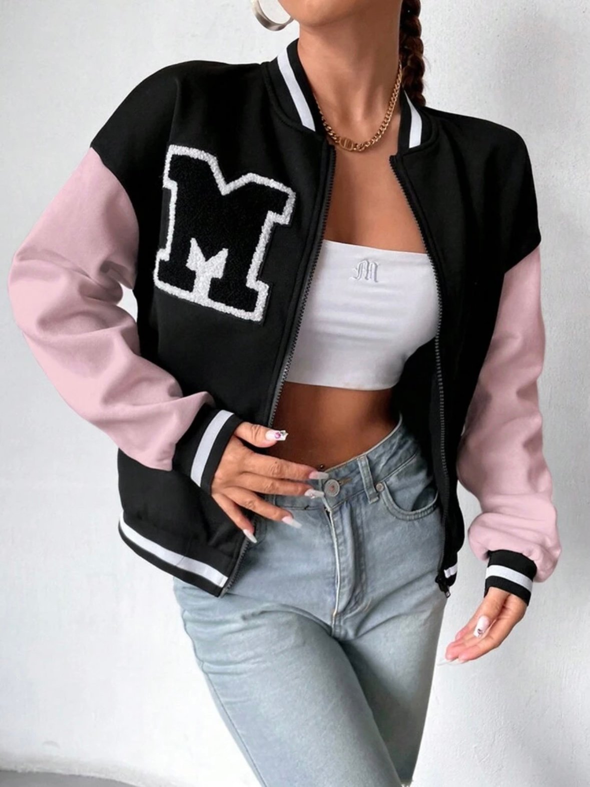 Varsity Embroidery Baseball Jock Jacket For Women (4.94) - Image 10