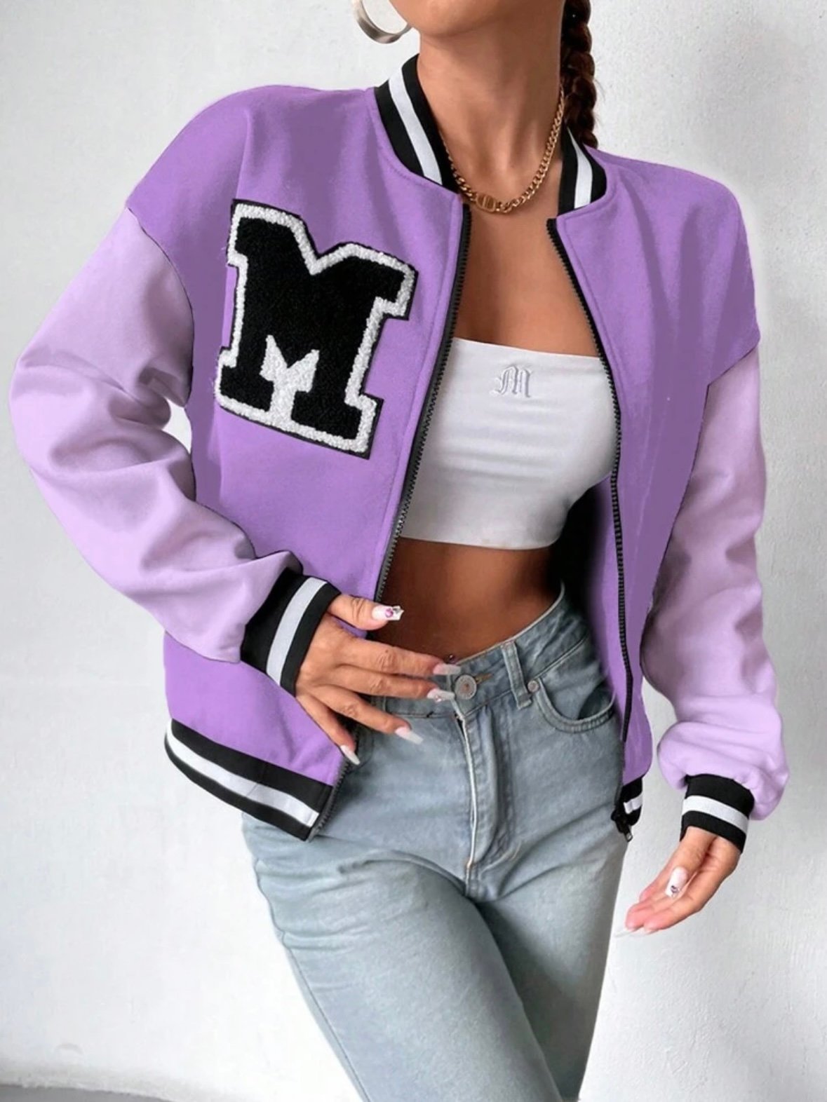 Varsity Embroidery Baseball Jock Jacket For Women (4.94) - Image 13