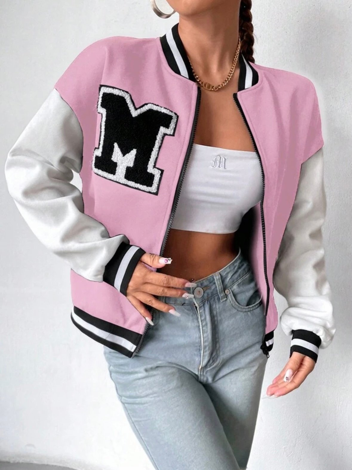 Varsity Embroidery Baseball Jock Jacket For Women (4.94) - Image 15