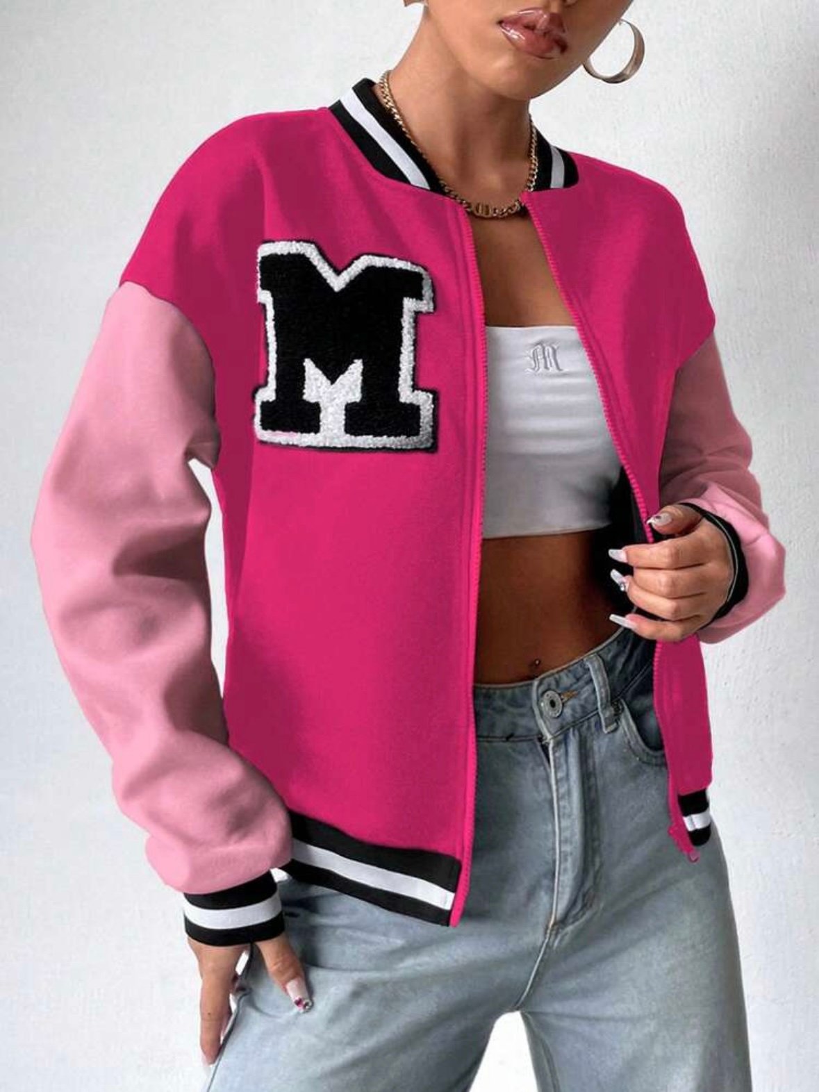 Varsity Embroidery Baseball Jock Jacket For Women (4.94) - Image 9