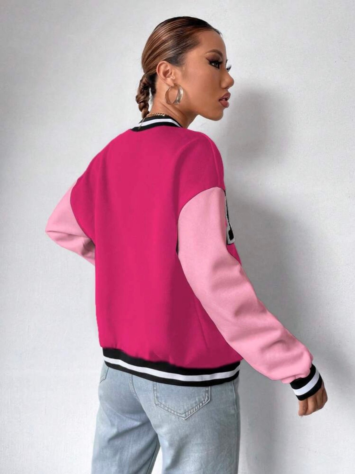 Varsity Embroidery Baseball Jock Jacket For Women (4.94) - Image 8