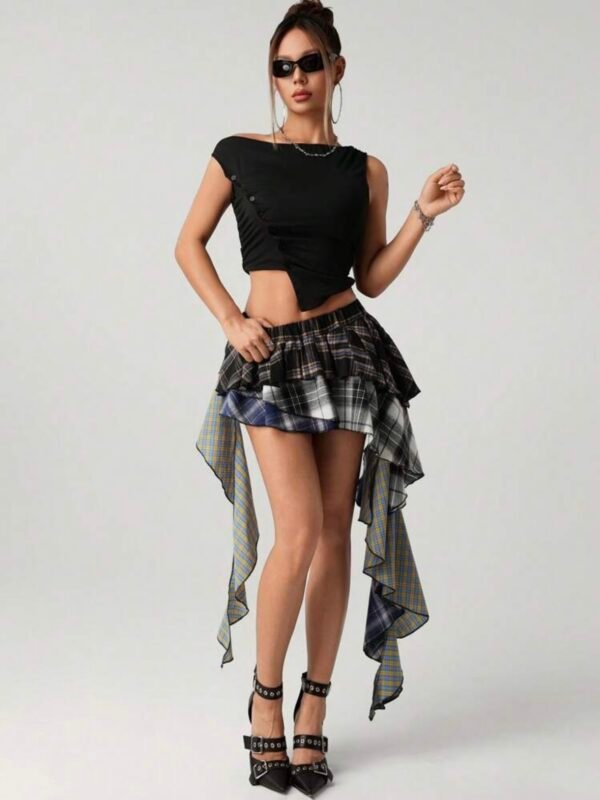Plaid Patchwork Cake A Symmetrical Checkered Grunge Mini Skirt (4.94) - Image 9