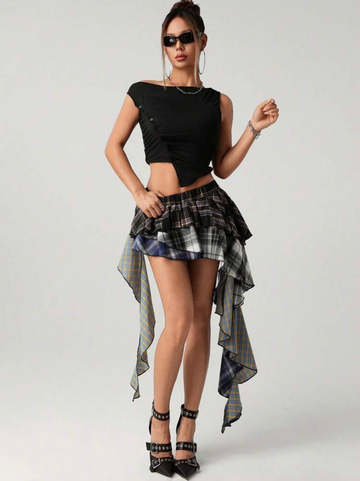 Plaid Patchwork Cake A Symmetrical Checkered Grunge Mini Skirt (4.94) - Image 9