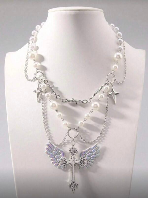 Angel Wings Gothic Vintage Multi Layered Chocker Necklace (4.90) - Image 2