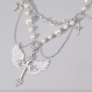 Screenshot Angel Wings Gothic Vintage Multi Layered Chocker Necklace (4.90)