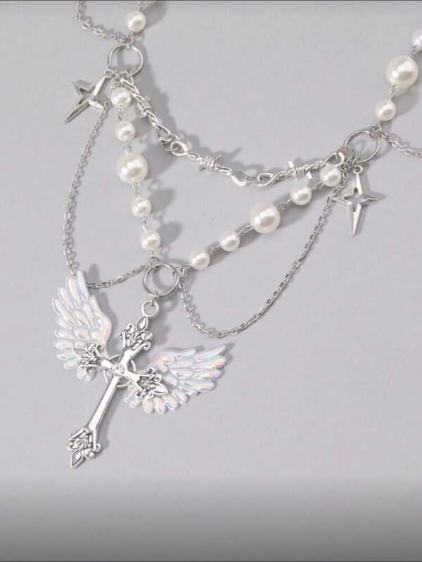 Angel Wings Gothic Vintage Multi Layered Chocker Necklace (4.90)