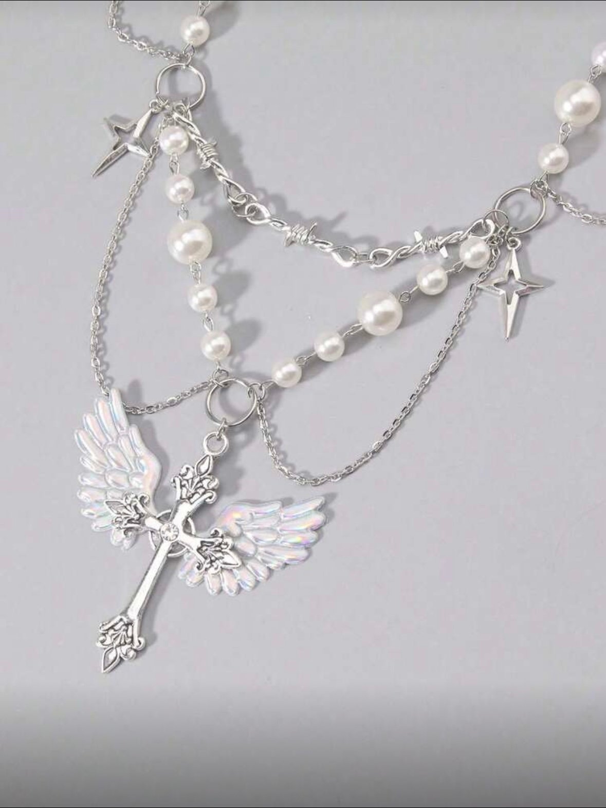 Angel Wings Gothic Vintage Multi Layered Chocker Necklace (4.90)