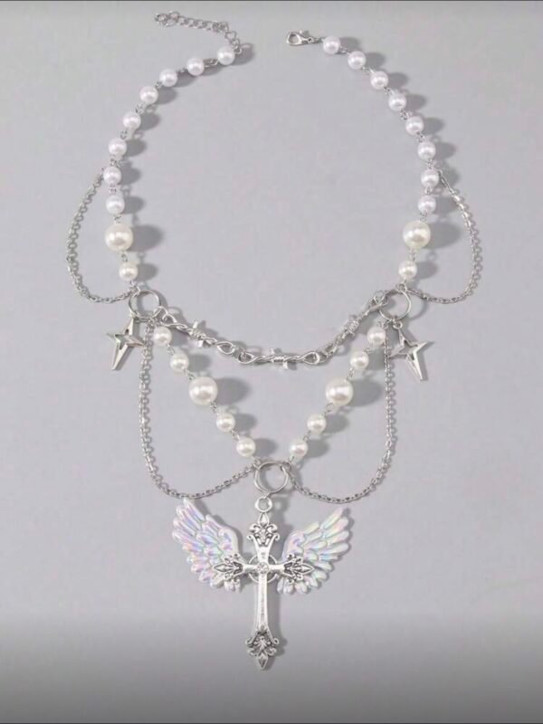 Angel Wings Gothic Vintage Multi Layered Chocker Necklace (4.90) - Image 3