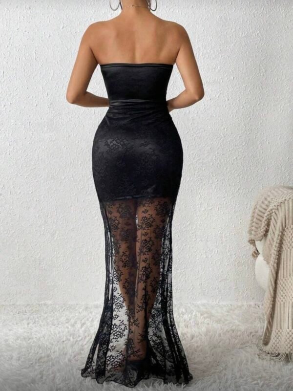 Lace Silky Strapless Sexy Black Dress For Women (4.86) - Image 4