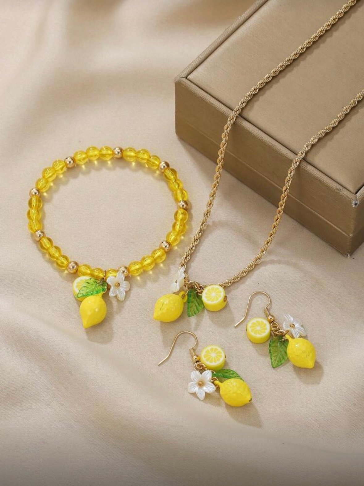 Lemon Jewelry Set Earrings & Necklace (4.91)