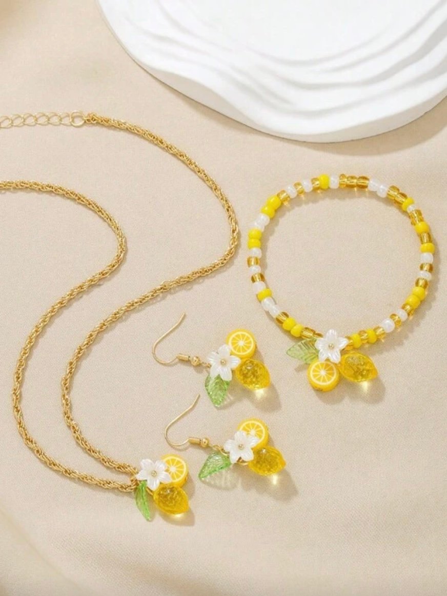 Lemon Jewelry Set Earrings & Necklace (4.91) - Image 6