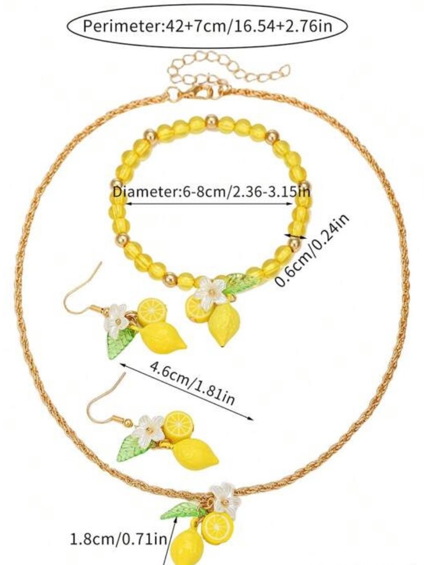 Lemon Jewelry Set Earrings & Necklace (4.91) - Image 7