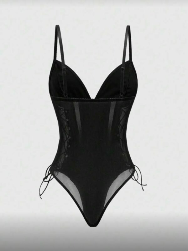 Gothic PU Leather Bodysuit Lace Up Suit With Pendant (4.89) - Image 3