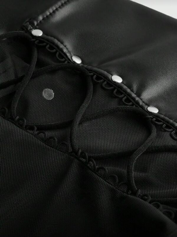 Gothic PU Leather Bodysuit Lace Up Suit With Pendant (4.89) - Image 5