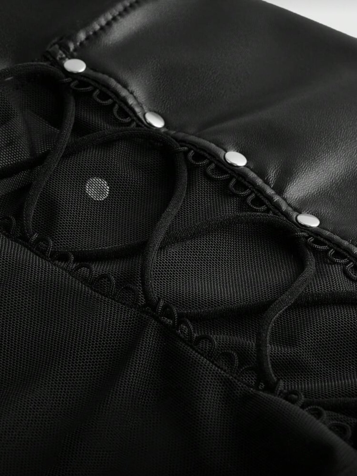 Gothic PU Leather Bodysuit Lace Up Suit With Pendant (4.89) - Image 5