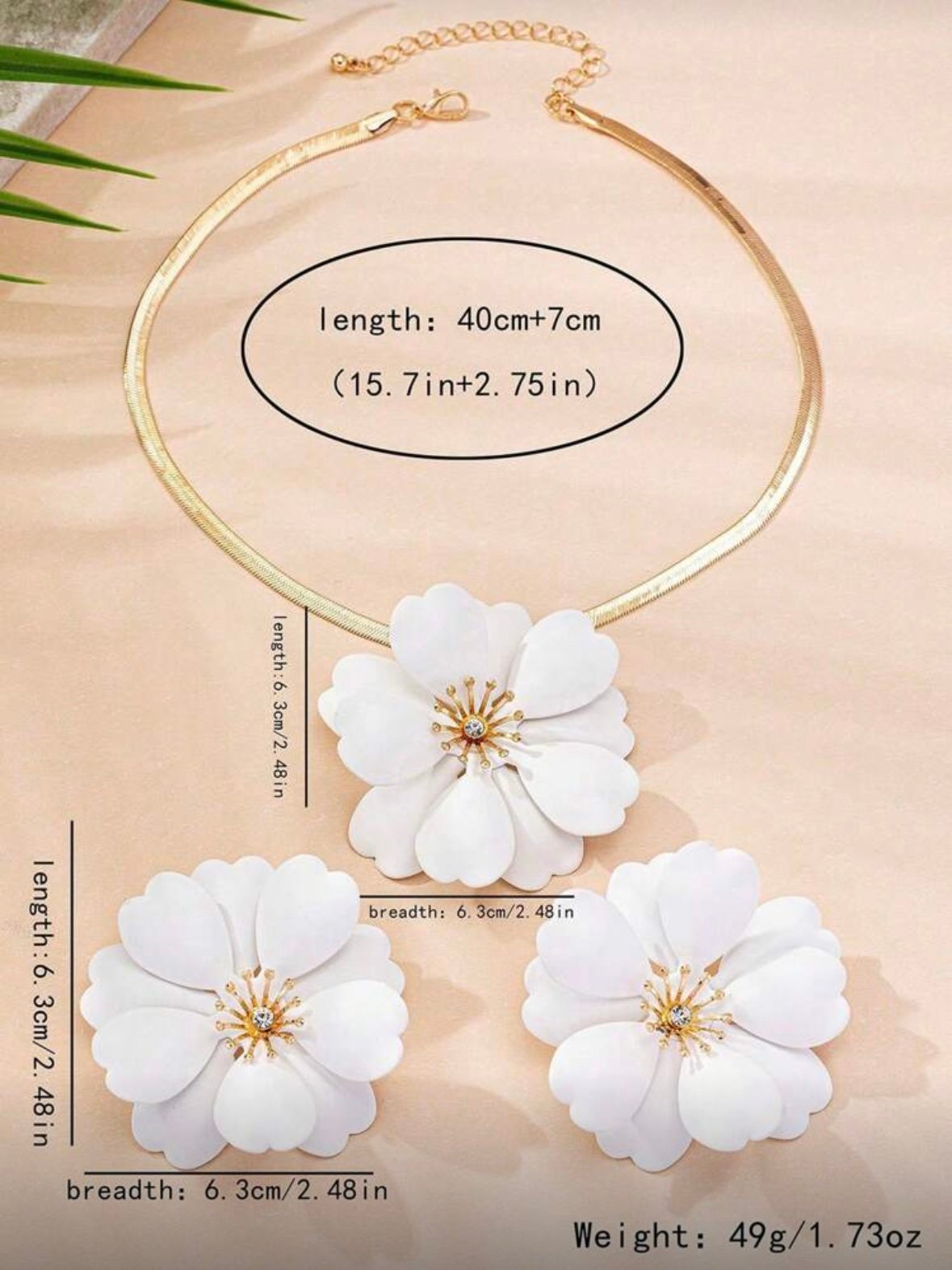 Women's Jewelry Set Floral Flower Earrings and Necklace Set (4.95) - Image 9