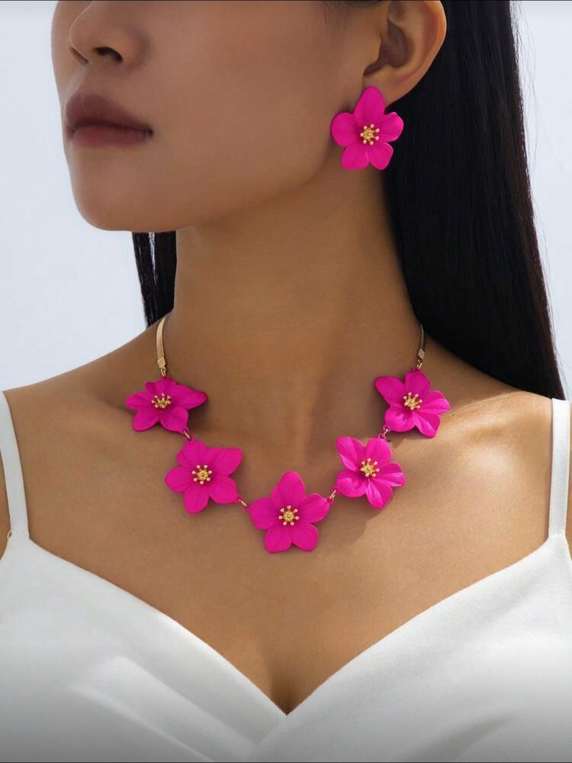 Women's Jewelry Set Floral Flower Earrings and Necklace Set (4.95) - Image 3