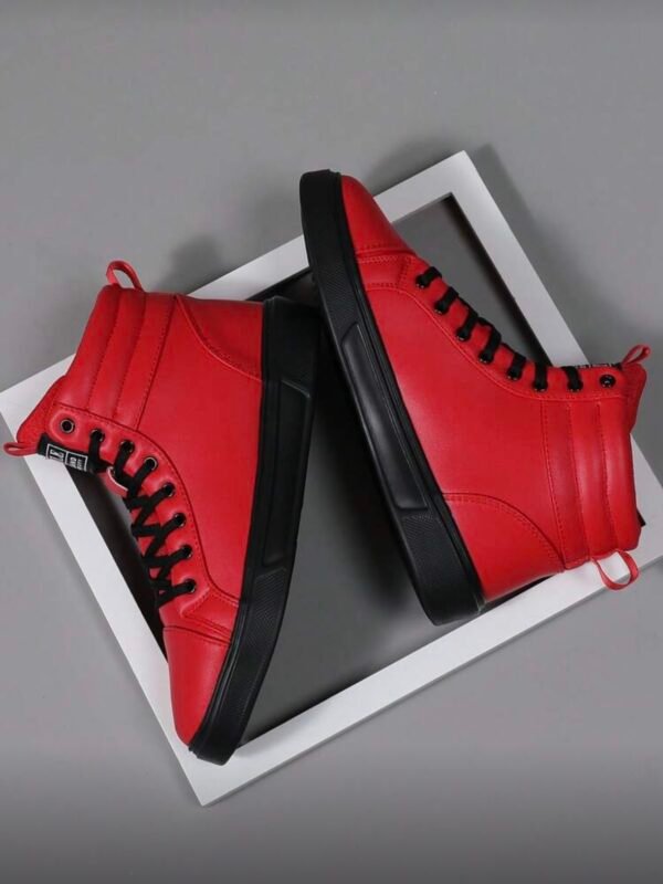 Red Men's High Top Lace Up Shoes (4.84) - Image 5