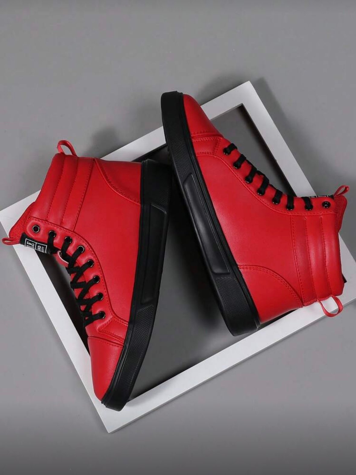 Red Men's High Top Lace Up Shoes (4.84) - Image 5