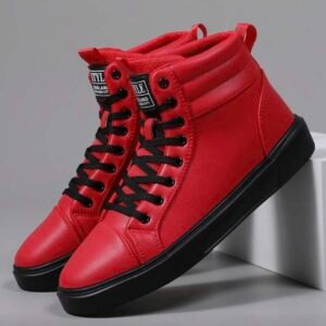 Red Men's High Top Lace Up Shoes (4.84)