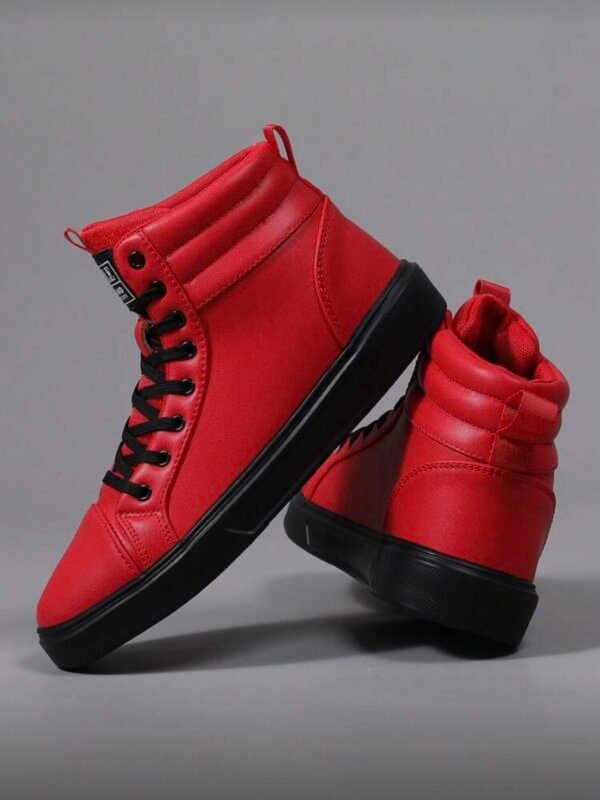 Red Men's High Top Lace Up Shoes (4.84) - Image 2