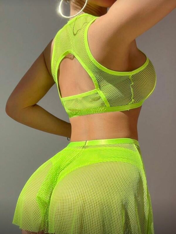 Neon 7 Pcs Set Florescent Green Sexy Fishnet Sexy Outfit (4.78) - Image 6