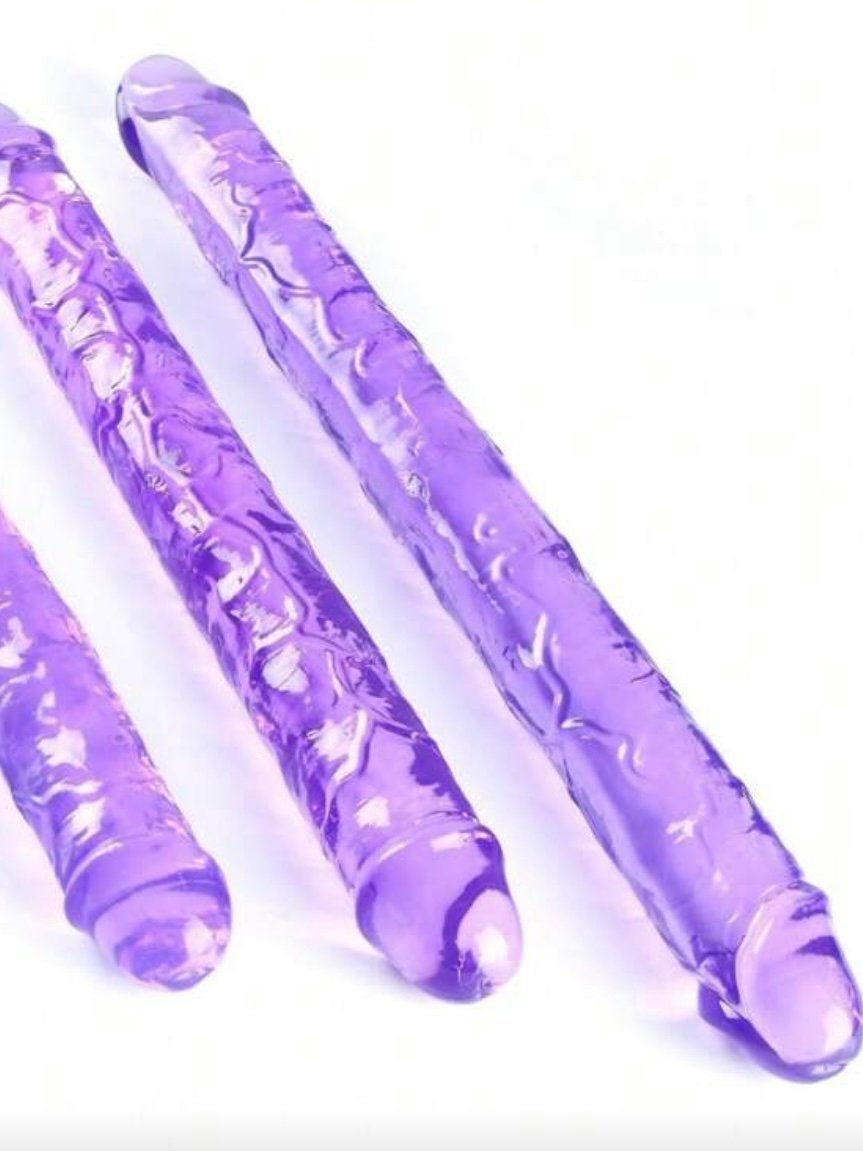 Double Headed Dildo Thick Flexible Dildo In Purple (4.75)